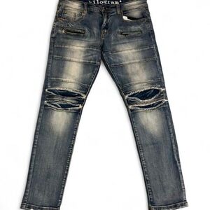 Kilogram Men's Slim Straight Distressed Jeans